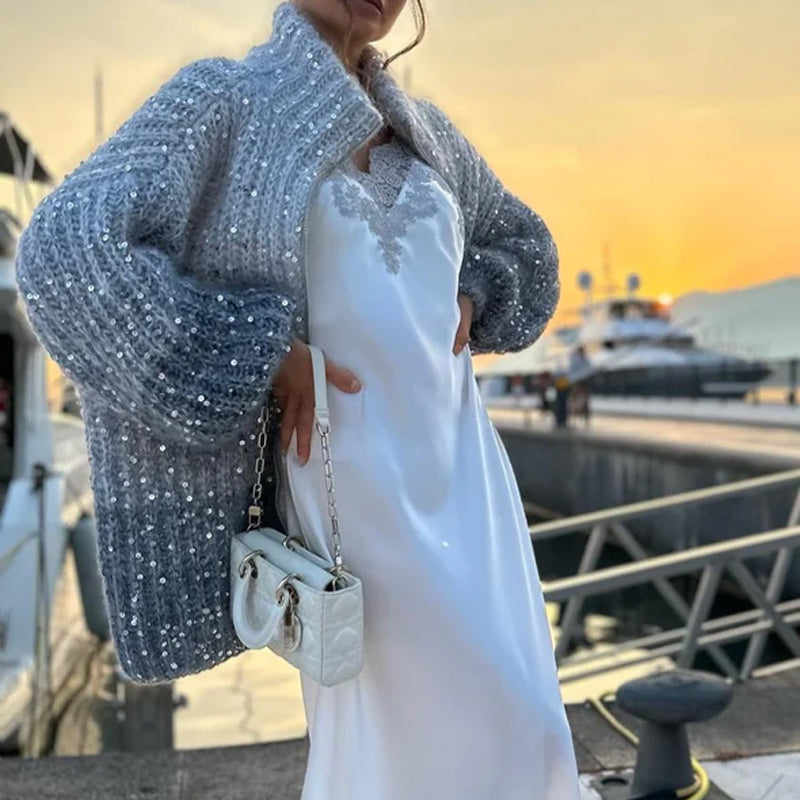 GR | Cardigan with glitter sequins