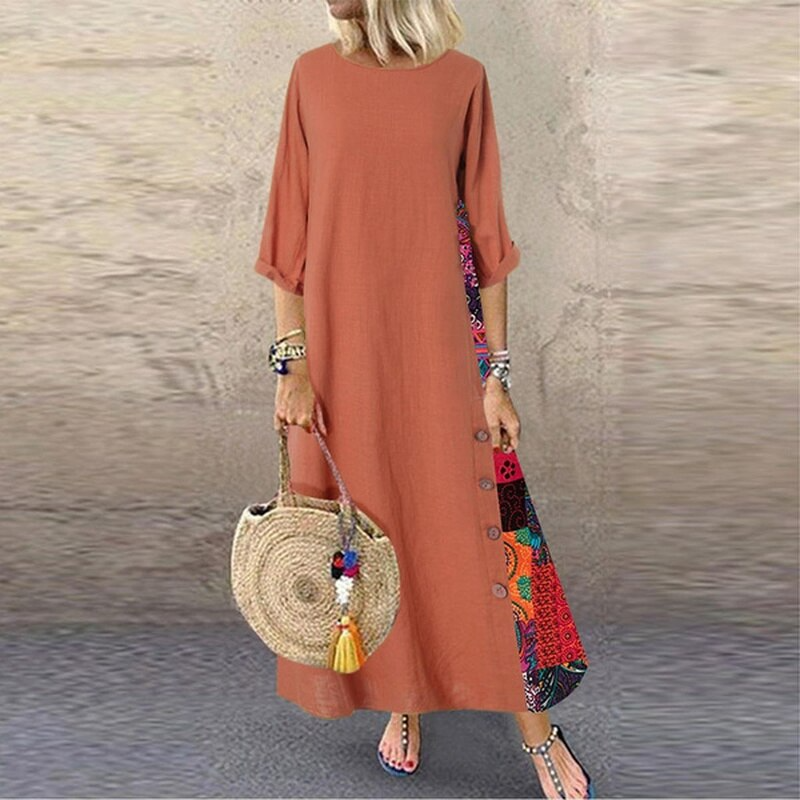 GR | Sommerkleid Aus Baumwolle Und Leinen