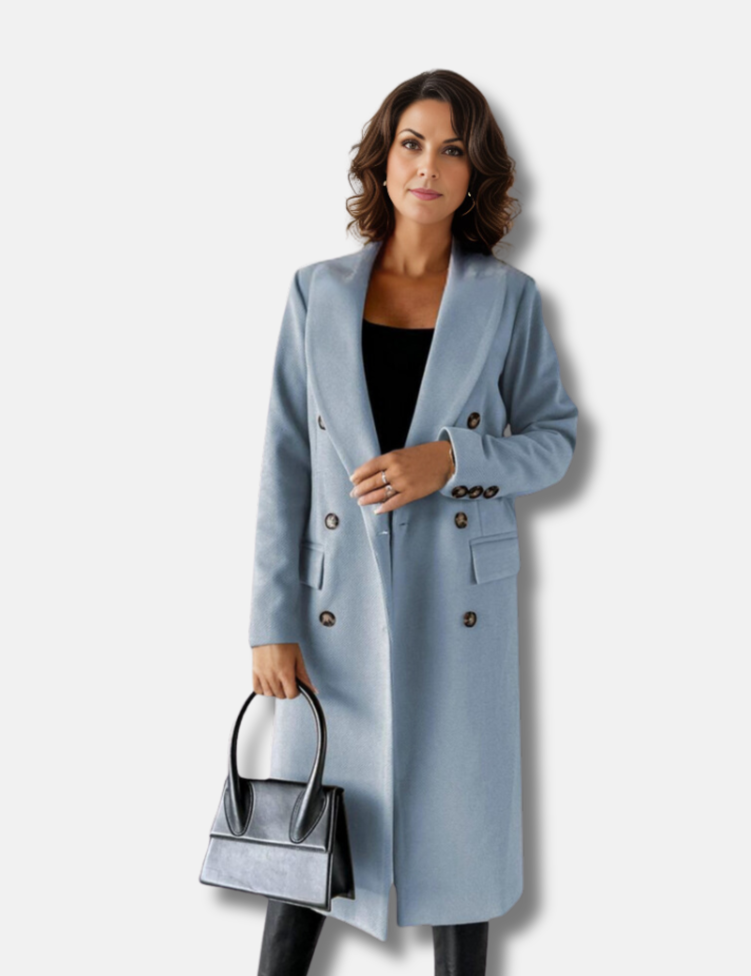 Double-breasted wool-look jacket for women