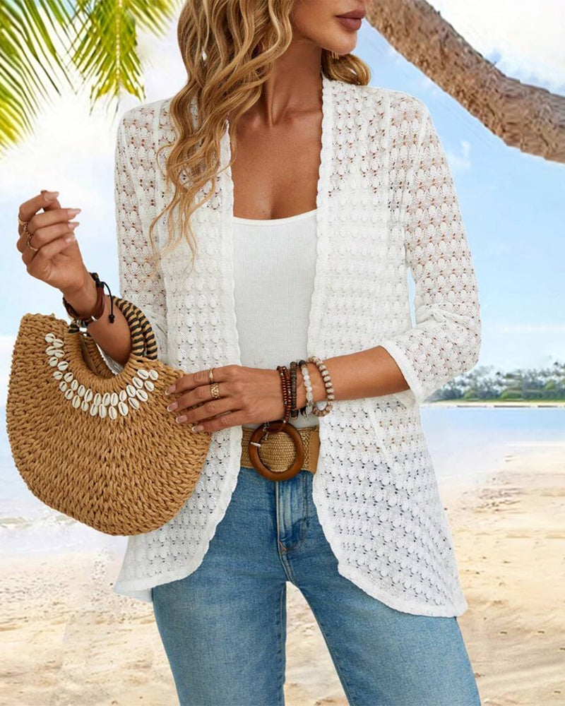 GR | Elegant solid color lace cardigan