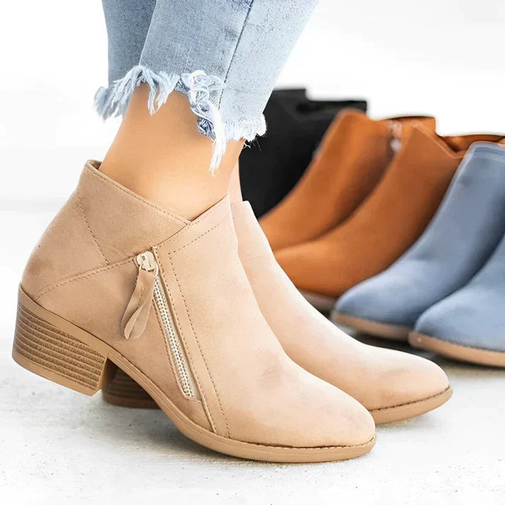 Women's ankle boots with high heels and side zipper