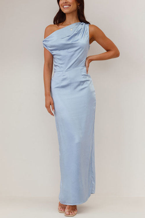 GR | Rosiedress Asymmetrical Shoulder Back Cutout Fitted Maxi Dress