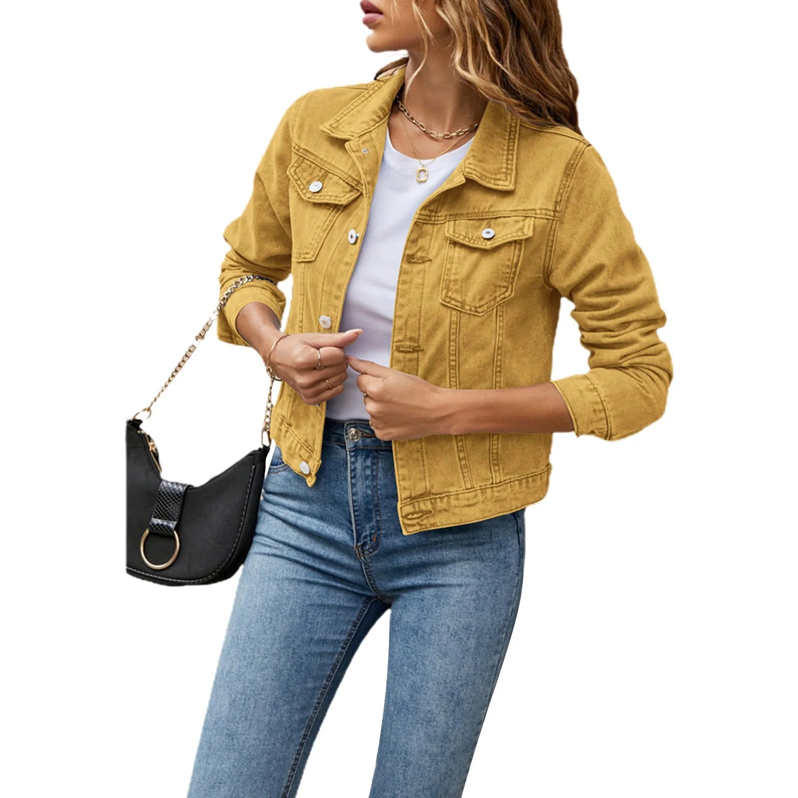 GR | Women's summer denim jacket with buttons 