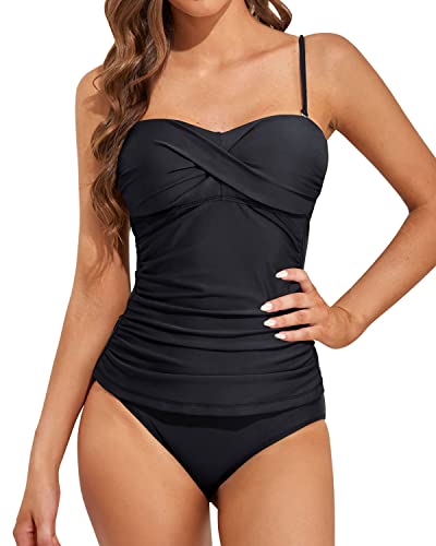 GR | Twist Front Bandeau Tankini with Push-up Cups for Women