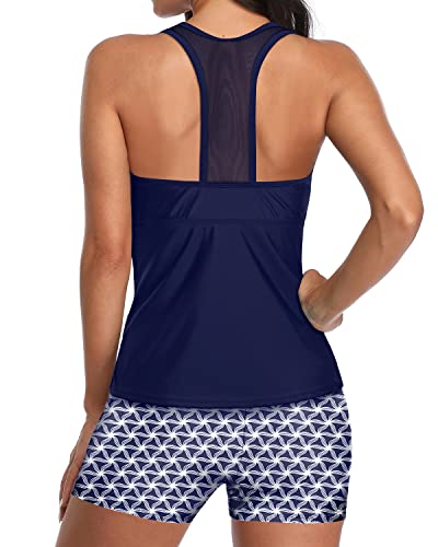 GR | U-Neck Tankini Set with Mesh Racerback and Boyleg Shorts for Women