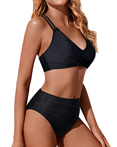 GR | Twist Front High Waist Bikini Set Two-Piece Swimsuits Push-Up Wrap Swimsuits