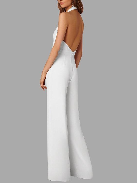 GR | Deep V-neck Sleeveless Wide Leg Jumpsuit