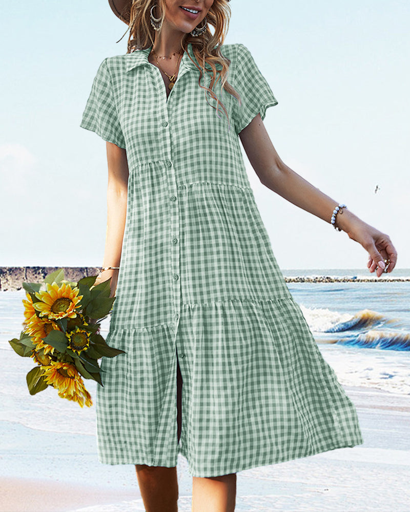 GR | Lässiges kariertes Hemdkleid