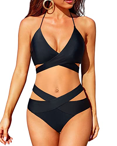 GR | Wrap Halterneck Bikini Set Criss Cross Two Piece Swimsuit