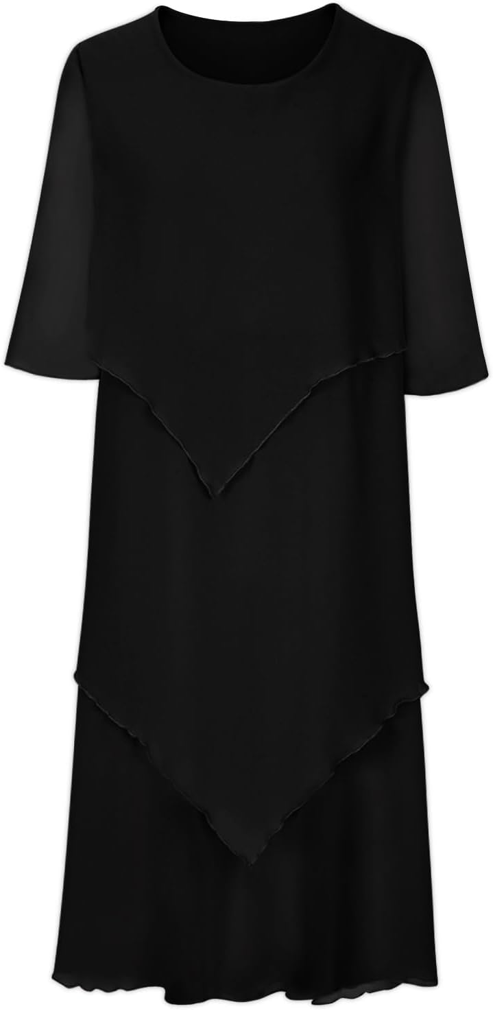 GR | Elegant chiffon dress with a layered look