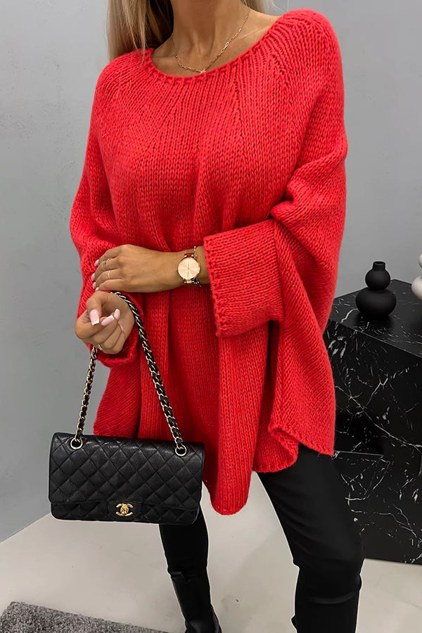 GR | Women's Sweater - Soft Oversized Sweater with Batwing Sleeves