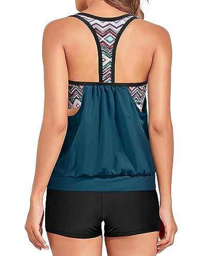 GR | Blouson Tummy Control Tankini Top & Boyshorts Two-Piece Set