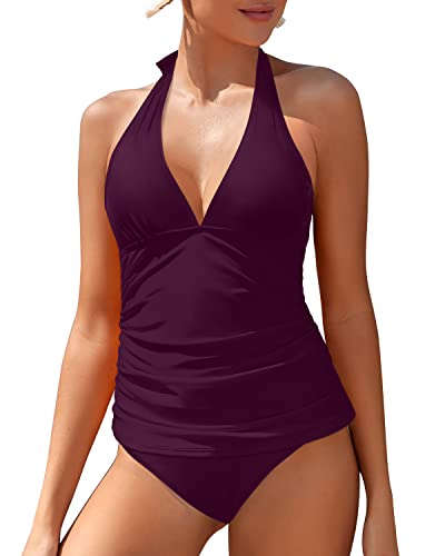 GR | Halter Tankini Swimsuits for Women with Tummy Control