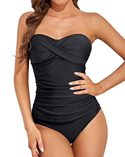 GR | Twist Front Bandeau Tankini with Push-up Cups for Women