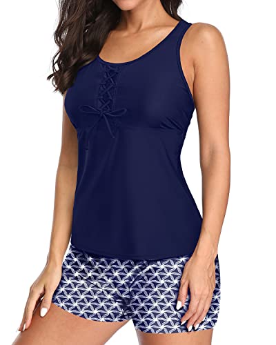 GR | U-Neck Tankini Set with Mesh Racerback and Boyleg Shorts for Women