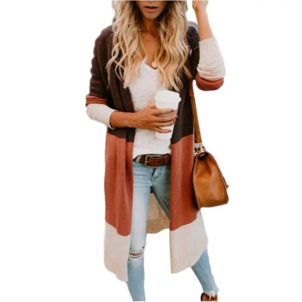 GR | Strickjacke mit Farbblock und offener Front