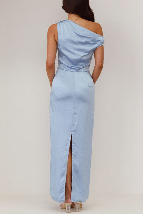 GR | Rosiedress Asymmetrical Shoulder Back Cutout Fitted Maxi Dress