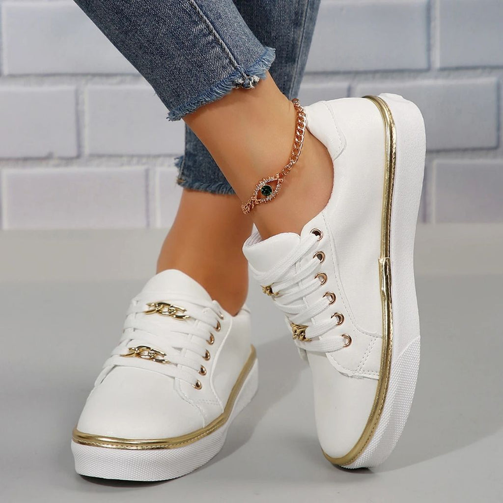 GR | Comfortable women's sneakers with gold accents and soft insole for summer