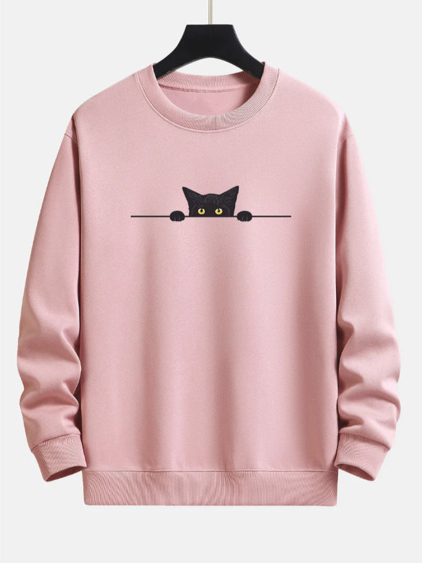 GR | Relax Fit Sweatshirt with Black Cat Print
