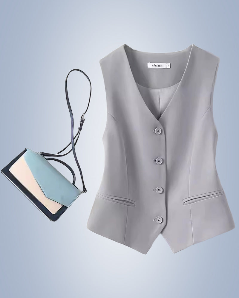 GR | Solid Color Temperament Vest for Women