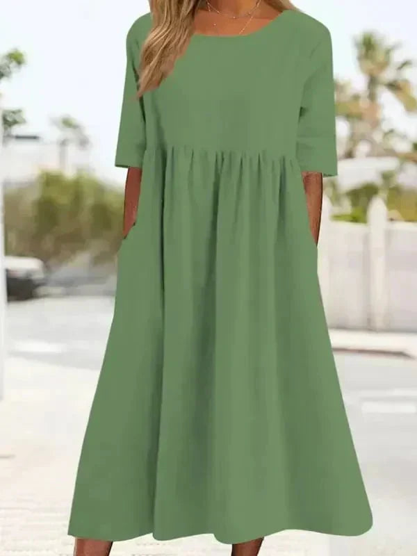 GR | Hochwertiges Baumwoll-Leinen-Kleid