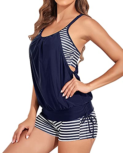 GR | 2-Piece Tummy Control Tankini Swimsuit for Women with Boyshorts