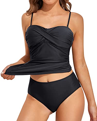 GR | Twist Front Bandeau Tankini with Push-up Cups for Women
