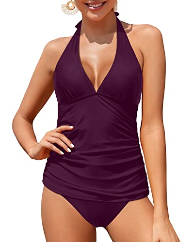 GR | Halter Tankini Swimsuits for Women with Tummy Control