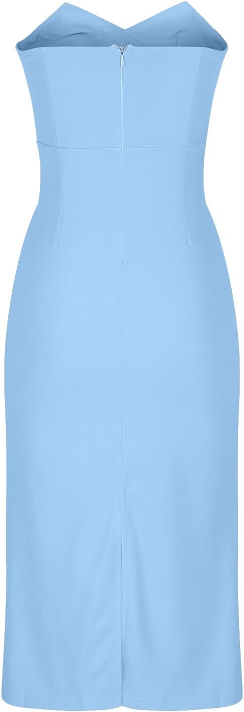 Magner™ – Strapless Midi Party Dress with Back Slit, Elegant Cocktail Dress for Evenings & Events