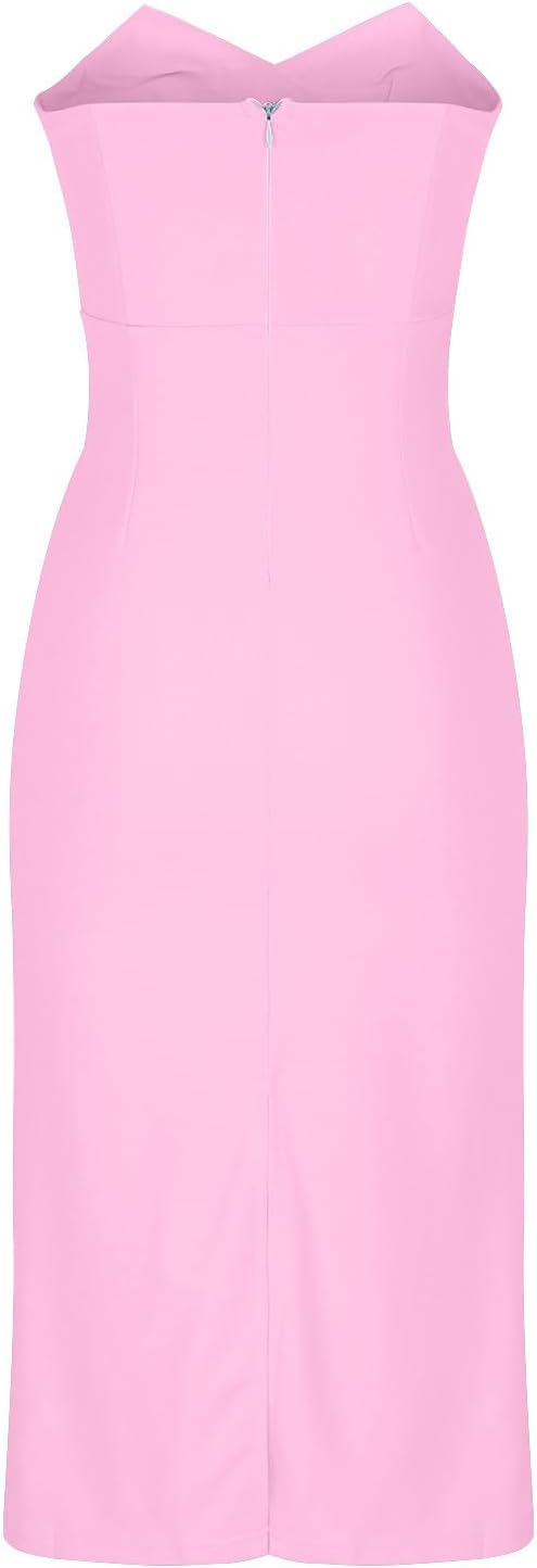 Magner™ – Strapless Midi Party Dress with Back Slit, Elegant Cocktail Dress for Evenings & Events