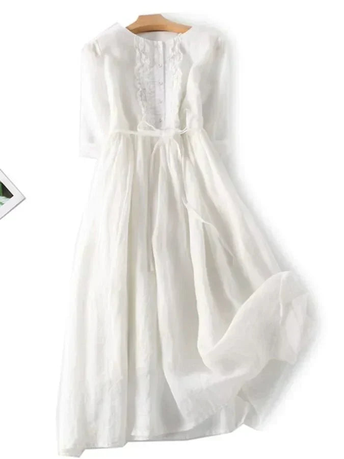 GR | Cotton Linen Ruffled Dress