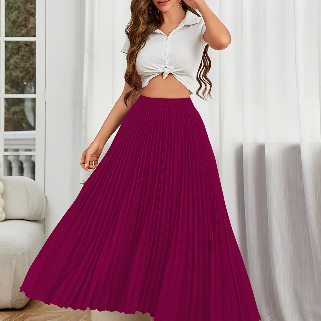 GR | Pleated plain curly skirt
