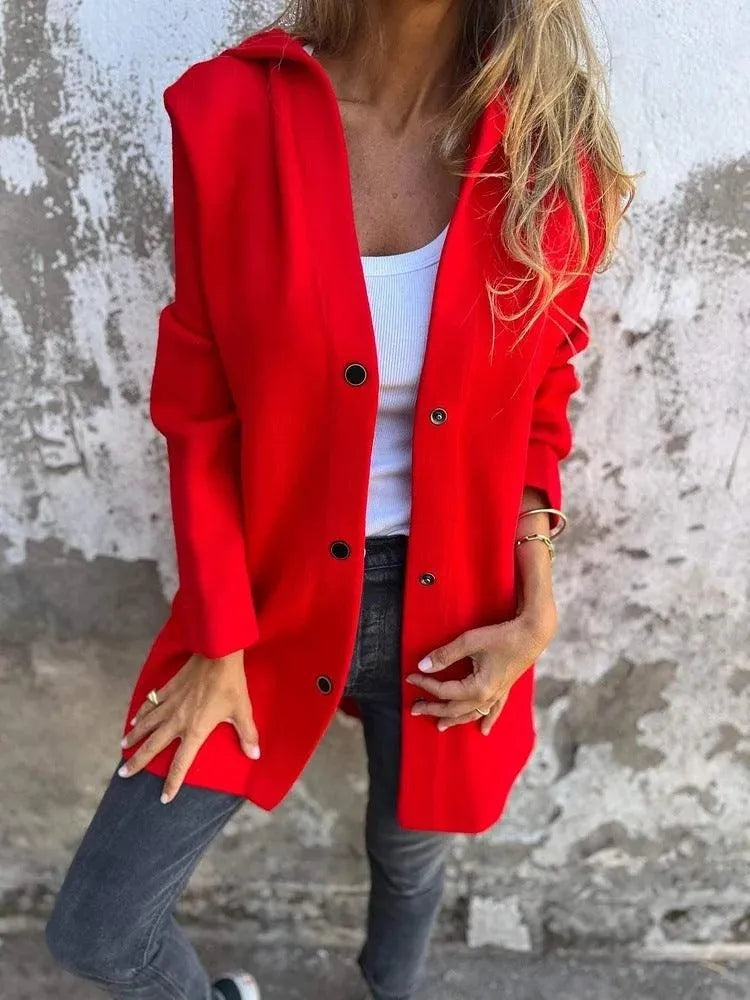 GR | Casual single-breasted cardigan with hood
