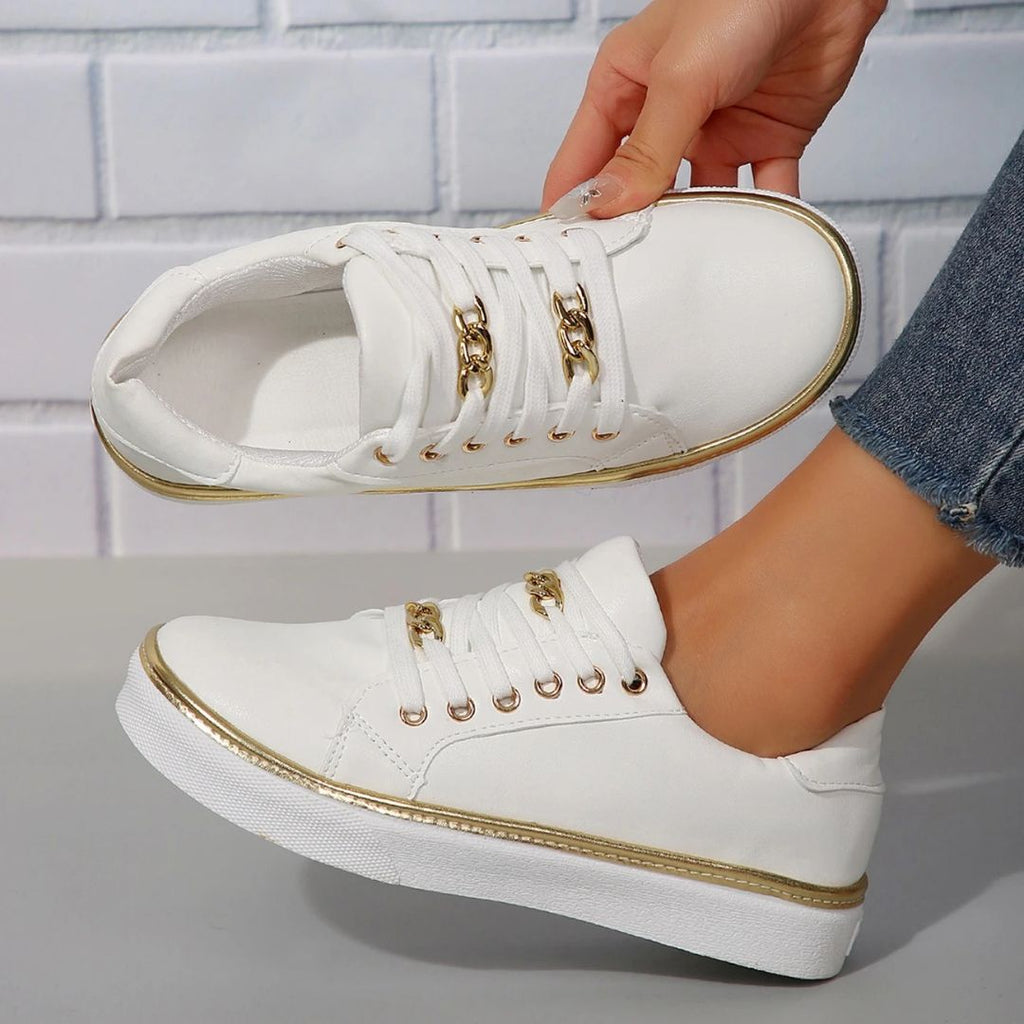 GR | Comfortable women's sneakers with gold accents and soft insole for summer