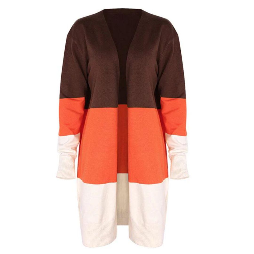 GR | Strickjacke mit Farbblock und offener Front