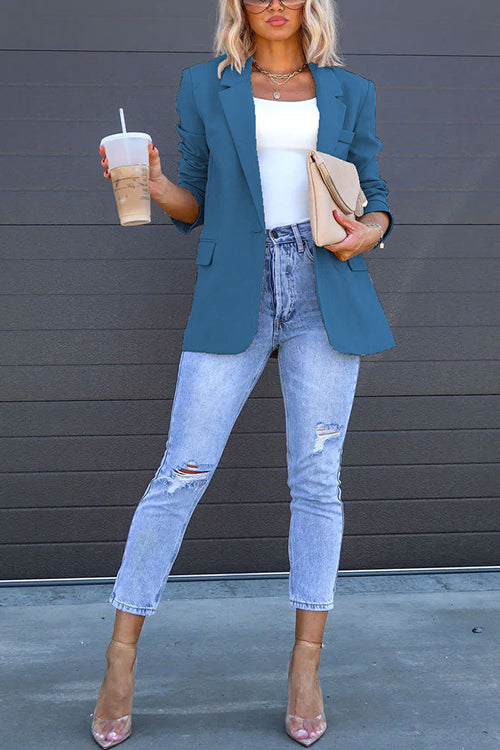 GR | Rosiedress Classic One-Button Back Slit Pocket Blazer