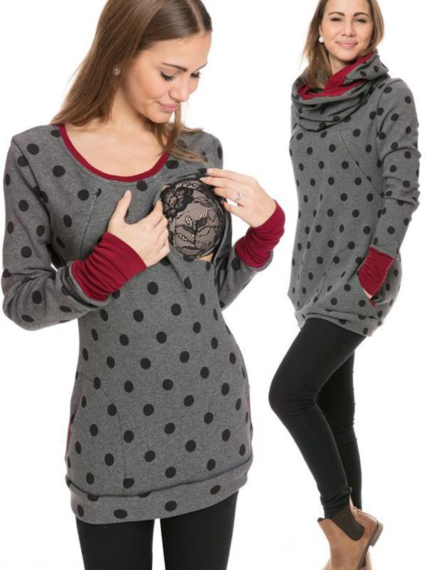 GR | Maternity chaps, nurse sweatshirts, floral print, pockets, zipper, nursing wear