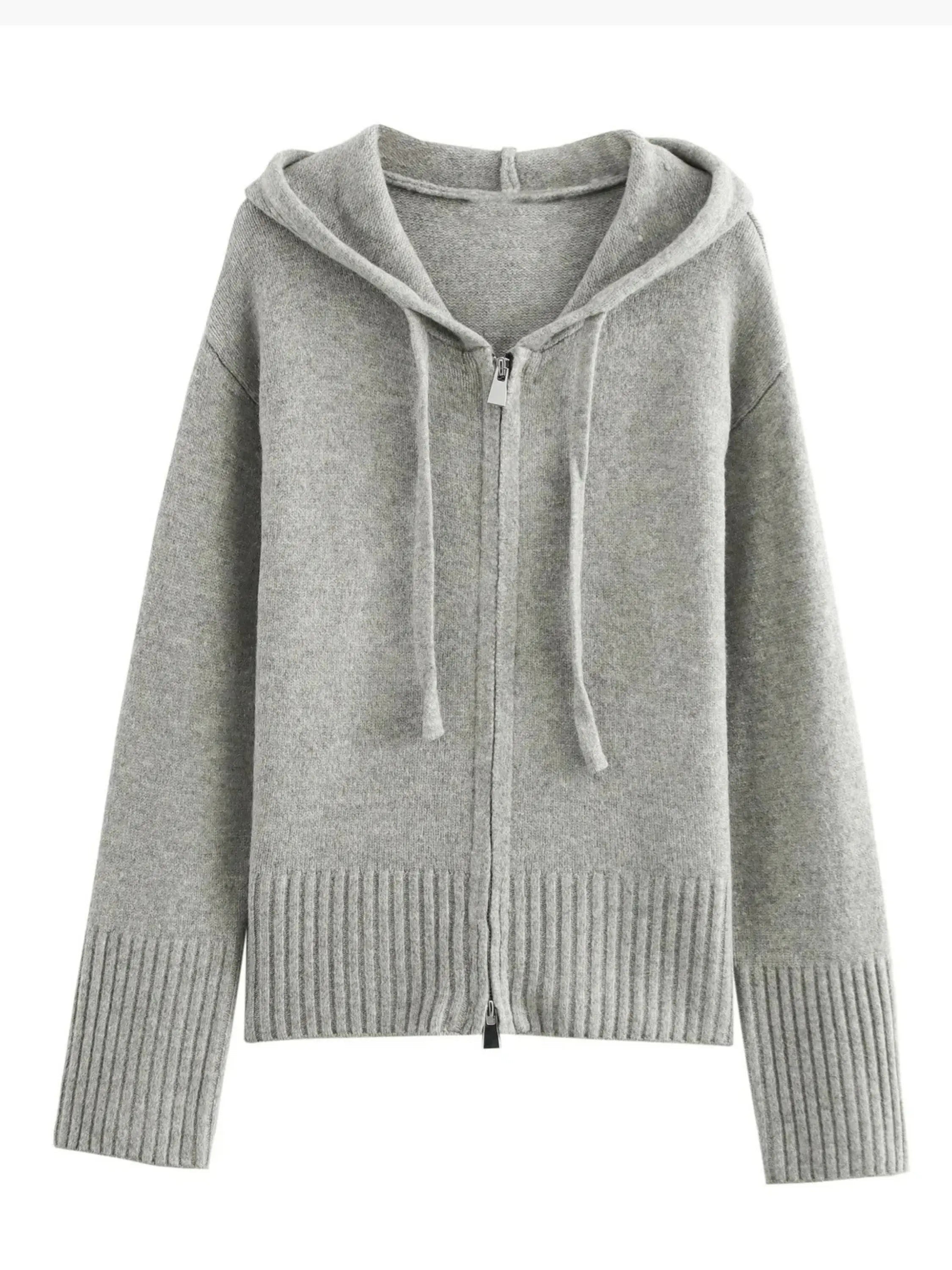 GR | Strickjacke Mit Kapuze Und Reißverschluss