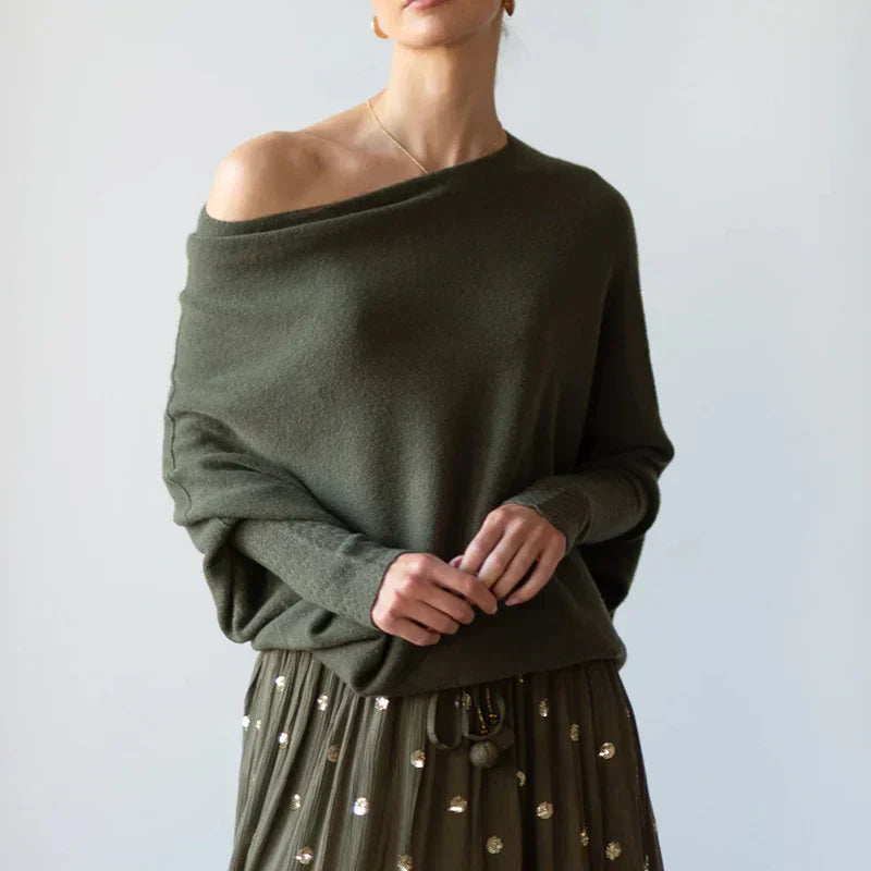 Asymmetrically draped sweater