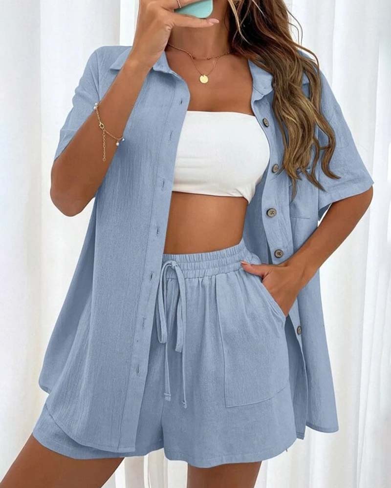 GR | Casual set consisting of a solid-color shirt and shorts