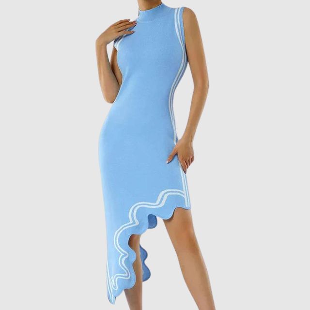 GR | Sleeveless dress with contrasting piping