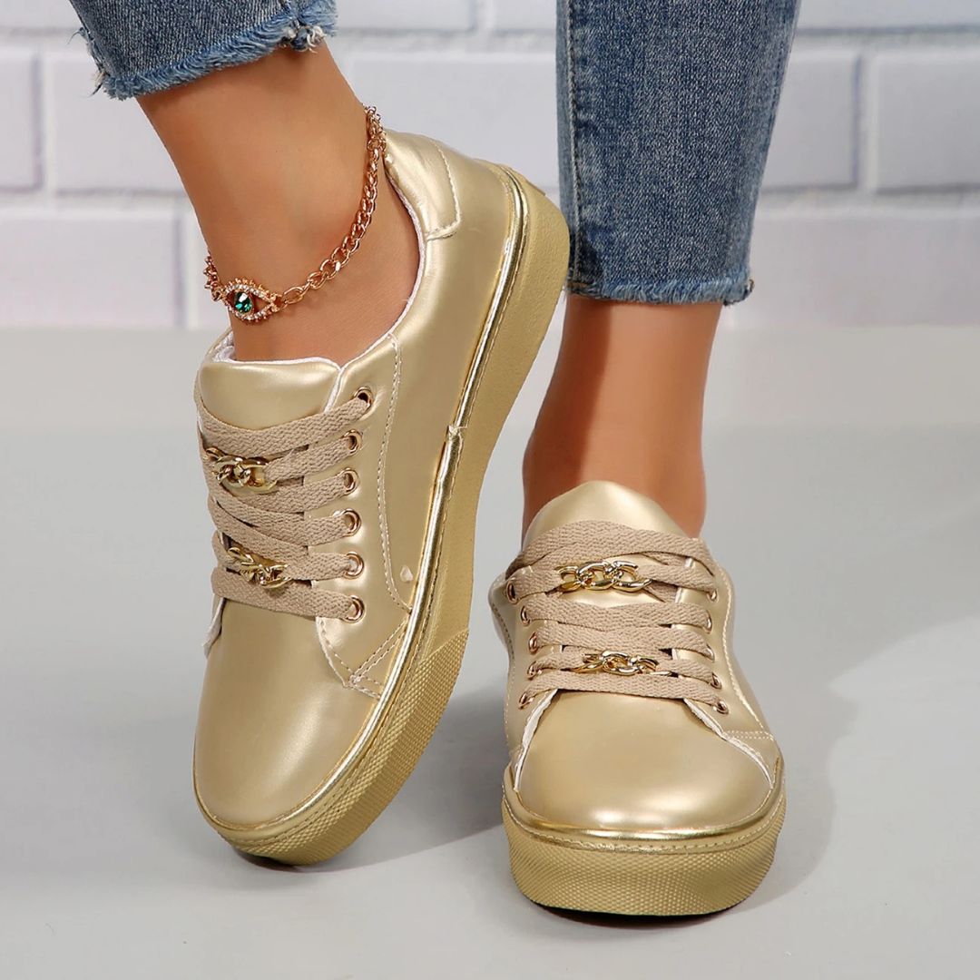 GR | Comfortable women's sneakers with gold accents and soft insole for summer