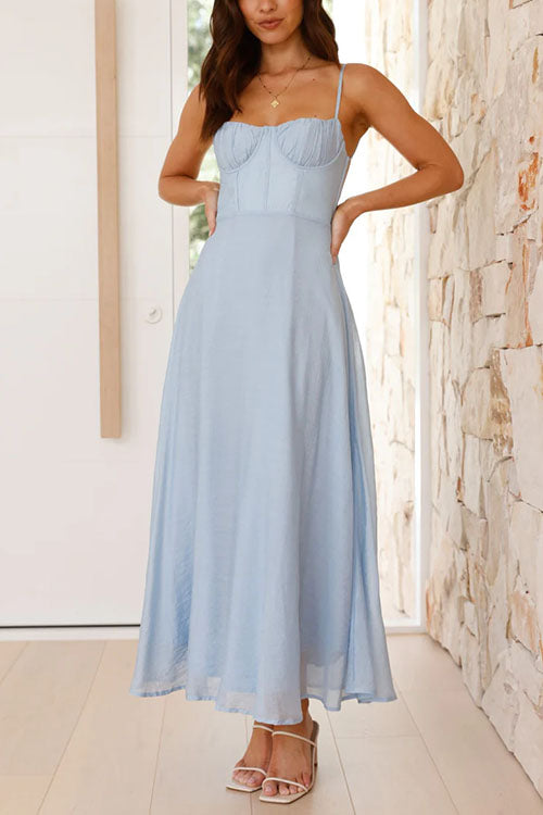 GR | Rosiedress Rückenfrei Schnürung Fließende Maxi Cami Kleid