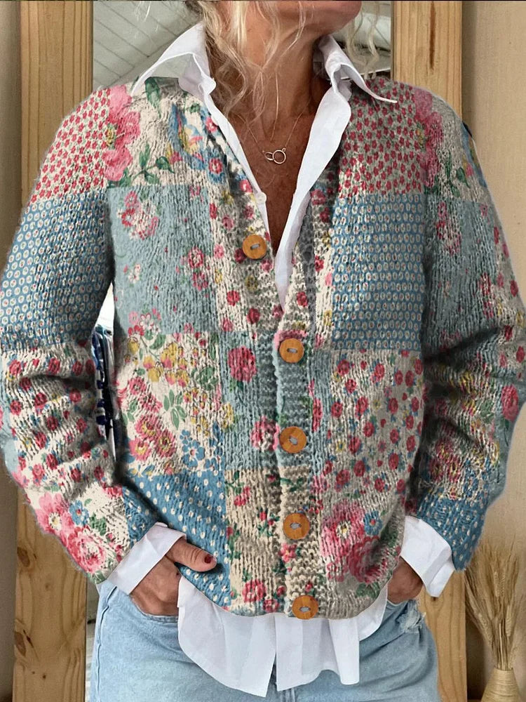 GR | Strickjacke mit Blumenmuster