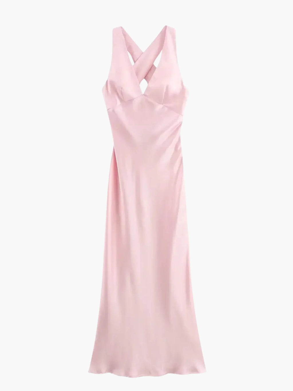 GR | Elegant satin dress with cross detail