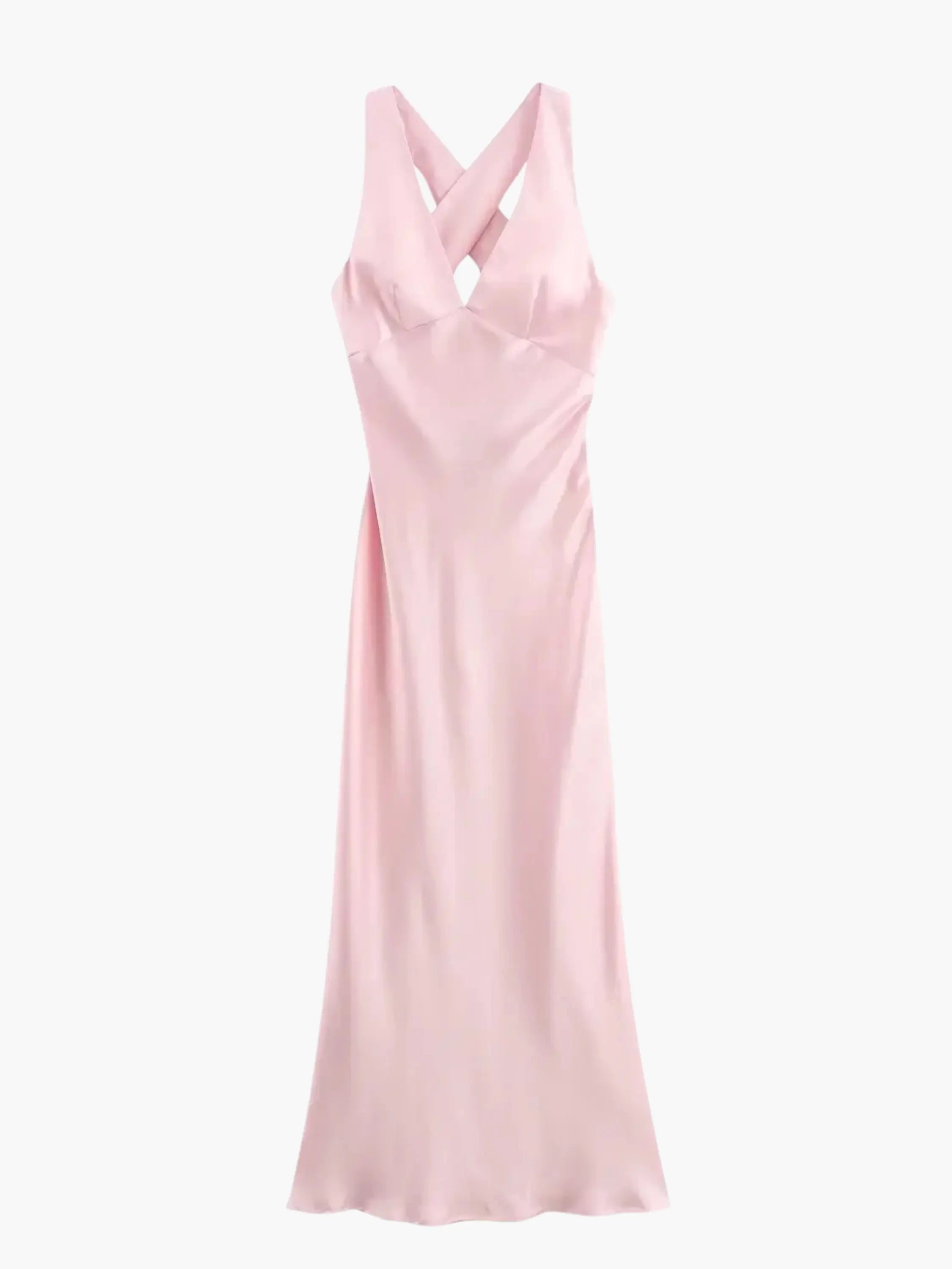 GR | Elegant satin dress with cross detail
