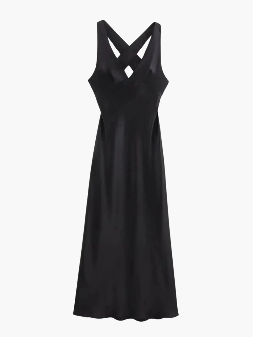 GR | Elegant satin dress with cross detail