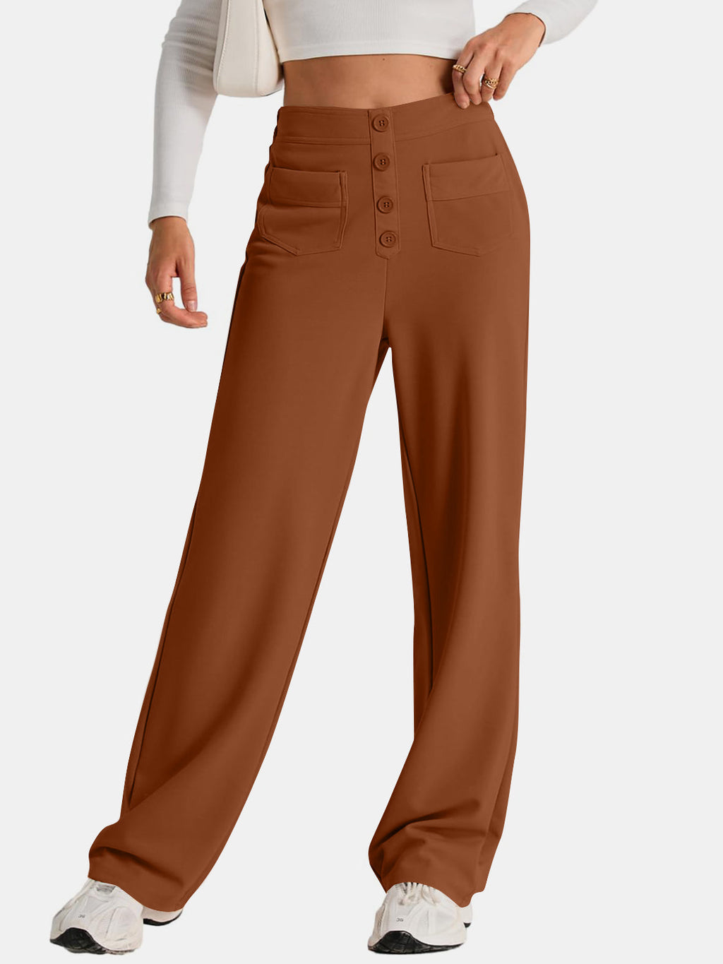 GR | Wide-waisted trousers with pockets, elegant and comfortable