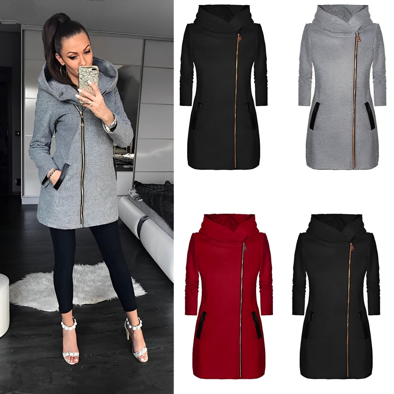 GR - Women's urban hooded coat