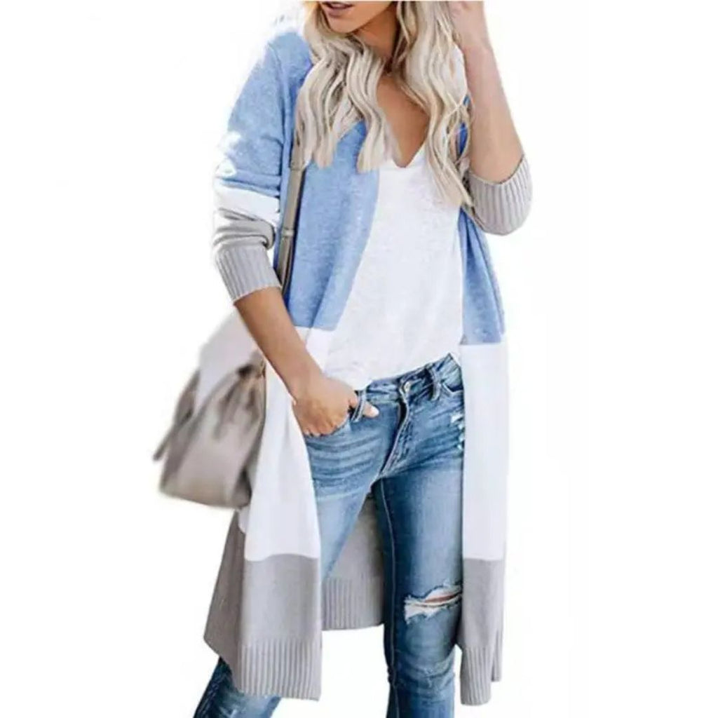 GR | Strickjacke mit Farbblock und offener Front